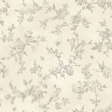French Nightingale Cream Toile Wallpaper, Bolt
