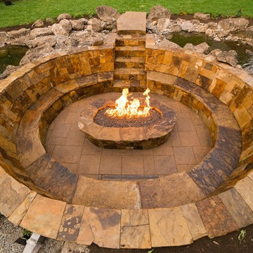 Broken Top Landscape with Sunken Fire Pit and Water Feature