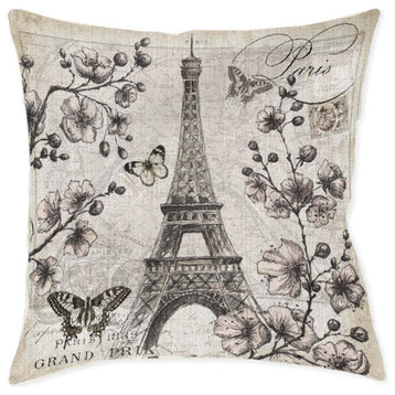 Laural Home Paris in Bloom 17" x 18" Woven Decorative Pillow
