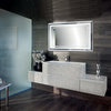 LED Lighted 48"x30" Bathroom Satin Silver Framed Mirror