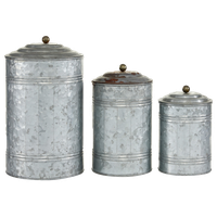 Set of 3 Grey Metal Farmhouse Decorative Jar, 11", 9", 7"