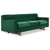 Kennedy Midcentury Modern Classic Sofa, Jade Velvet
