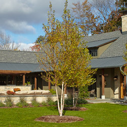 Exterior View of Transitional Style Home - Outdoor Lighting
