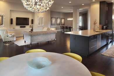 Example of an eclectic family room design in Austin