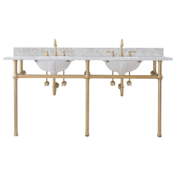 Embassy 72" Wide Double Wash Stand, P-Trap, Countertop With Basin, Faucet