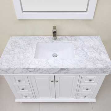 Jardin 48" Single Bathroom Vanity Set in White and Carrara White Marble Countert
