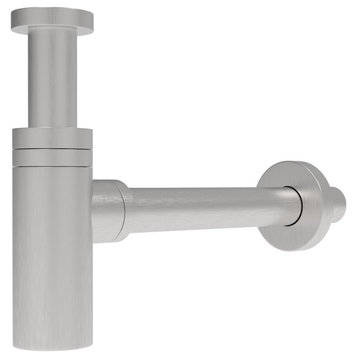 CastelloUSA 1.5" Round Bottle Brass P-Trap, Brushed Nickel