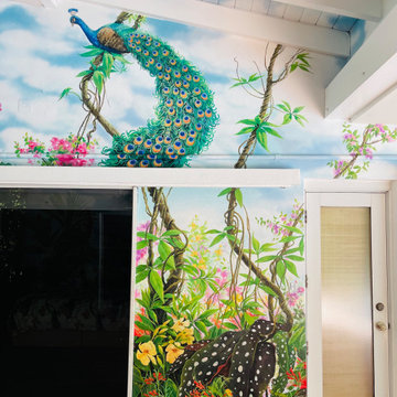 Tropical Garden with Peacock
