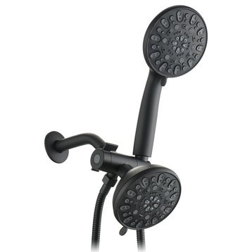 Dual 2-in-1 Shower System With Rain Shower Head and 7-Mode Hand Held Shower Head, Matte Black