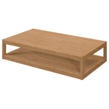 Lounge Coffee Table, Rectangular, Brown Natural, Wood, Modern, Outdoor Patio