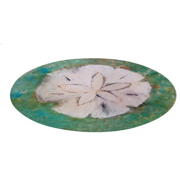 Sea life round chenille area rugs from my art. Approximately 60", Sand Dollar, R