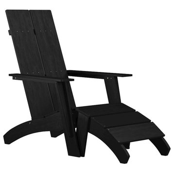 Flash Sawyer Modern Wood Adirondack Chair/Foot Rest�in Black