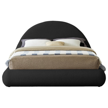 Rudy Beige Teddy Fabric Full Bed, Black, Queen