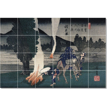 Utagawa Hiroshige Ukiyo-E Painting Ceramic Tile Mural #84, 25.5"x17"