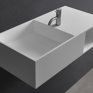 Solid Surface Bathroom Vanities and Wall Mounted Washbasins