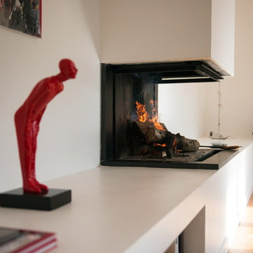 Cheminée design foyer ouvert 3 faces - Bruges