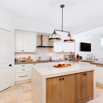 White Shaker Perimeter Textured Melamine Island