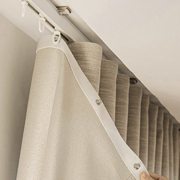 CHR46 Warrego Thick Ivory S-Fold/Wave Fold Ceiling/Wall Mount Curtain Rails