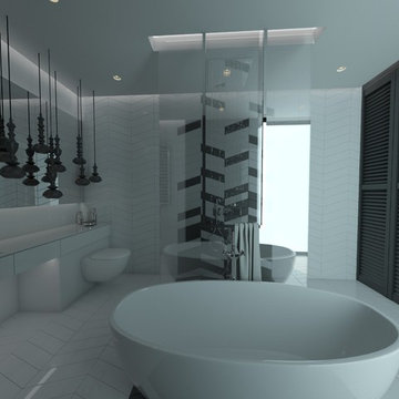 Grey-scale bathroom