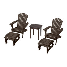 Oceanic Adirondack Chair, Dark Brown, Two Chairs 2 Ottomans and 1 Table