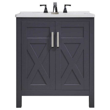 Stufurhome Hathaway 30 in. x 34 in. Grey Engineered Wood Laundry Sink