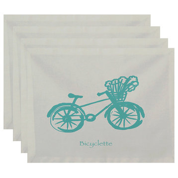 Polyester Decorative Placement, Bicyclette, Set of 4