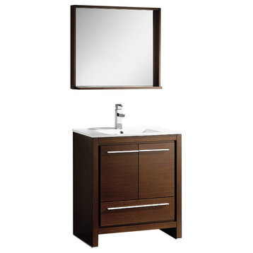 Fresca Allier 30" Wenge Brown Modern Bathroom Vanity With Mirror