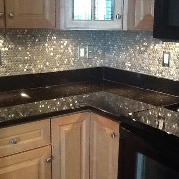 Eden Mosaic Tile Installations: Penny Round Pattern Mosaic Stainless Steel Tile