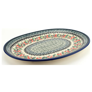 Polish Pottery Large Platter, Pattern Number: DU158