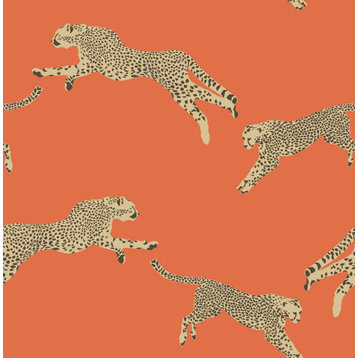 Clementine Leaping Cheetah Peel and Stick Wallpaper, Bolt