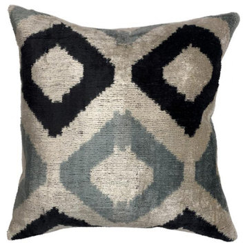 Canvello Decorative Throw Velvet Ikat Pillow 16''x16''
