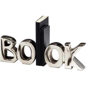 Cyan Lighting The Book - 7" Bookend (Set Of 2), Nickel Finish