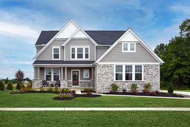 Example of a transitional exterior home design in Cleveland