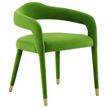 Green Velvet Dining Chair with Gold Tipped Legs, Belen Kox