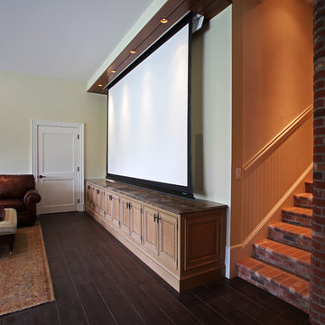 Rustic Lower Level Kitchen with adjacent Theater Room