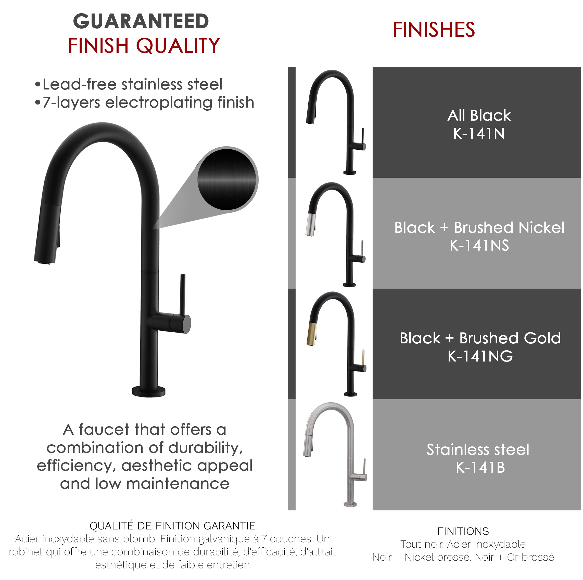 STYLISH Kitchen Sink Faucet Single Handle Pull Down Dual Mode Stainless Steel