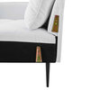 Tufted Sofa, Fabric, White, Modern, Living Lounge Room Hotel Lobby Hospitality