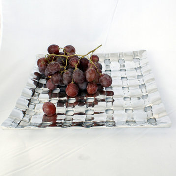 Pewter Large Square Bread/Fruit Tray, Large