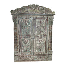 Mogul Interior - Jharokha Door Antique Style Frame Rustic Terrace Window Hand Carved Distressed - Interior Doors