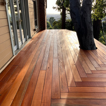 mahogany deck on a slope
