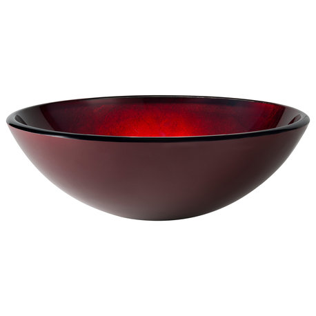 Irruption Red 16 1/2" Glass Vessel Bathroom Sink