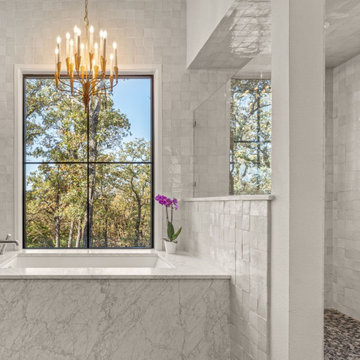 Valley View Master Spa: Marble Tub Deck & Zellige Walls