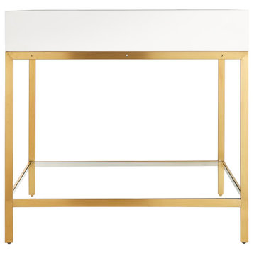 ANZZI Ventura 36" Vanity With Matte White Counter Top, Brushed Gold