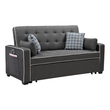 Cody Modern Gray Sleeper Sofa With 2 USB Ports and 4 Pillows
