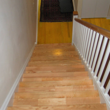 Natural Red Oak Wood Floors - 3 Strip on Stairs