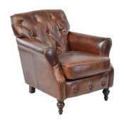 Button Back Leather Chair
