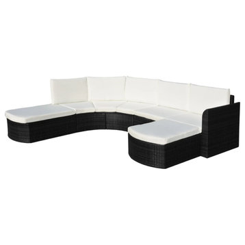 vidaXL 4-Piece Garden Lounge Set With Cushions Poly Rattan Black