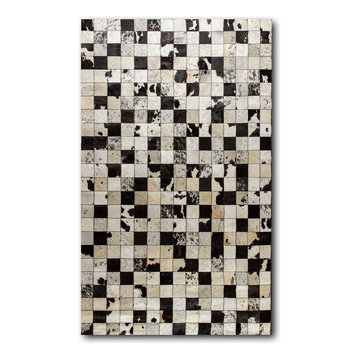 BARCELONA COWHIDE RUG 4'' SQ PATCHES - BLACK&WHITE