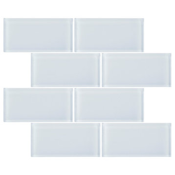 3"x6" Baker Glass Subway Tiles, Set of 8, White