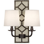 Robert Abbey - Robert Abbey Z1032 Williamsburg Lightfoot - Two Light Wall Sconce - Designer: Williamsburg  Cord CoWilliamsburg Lightfo Bruton White Leather *UL Approved: YES Energy Star Qualified: n/a ADA Certified: n/a  *Number of Lights: Lamp: 2-*Wattage:60w B Candelabra Base bulb(s) *Bulb Included:No *Bulb Type:B Candelabra Base *Finish Type:Bruton White Leather/Polished Nickel
